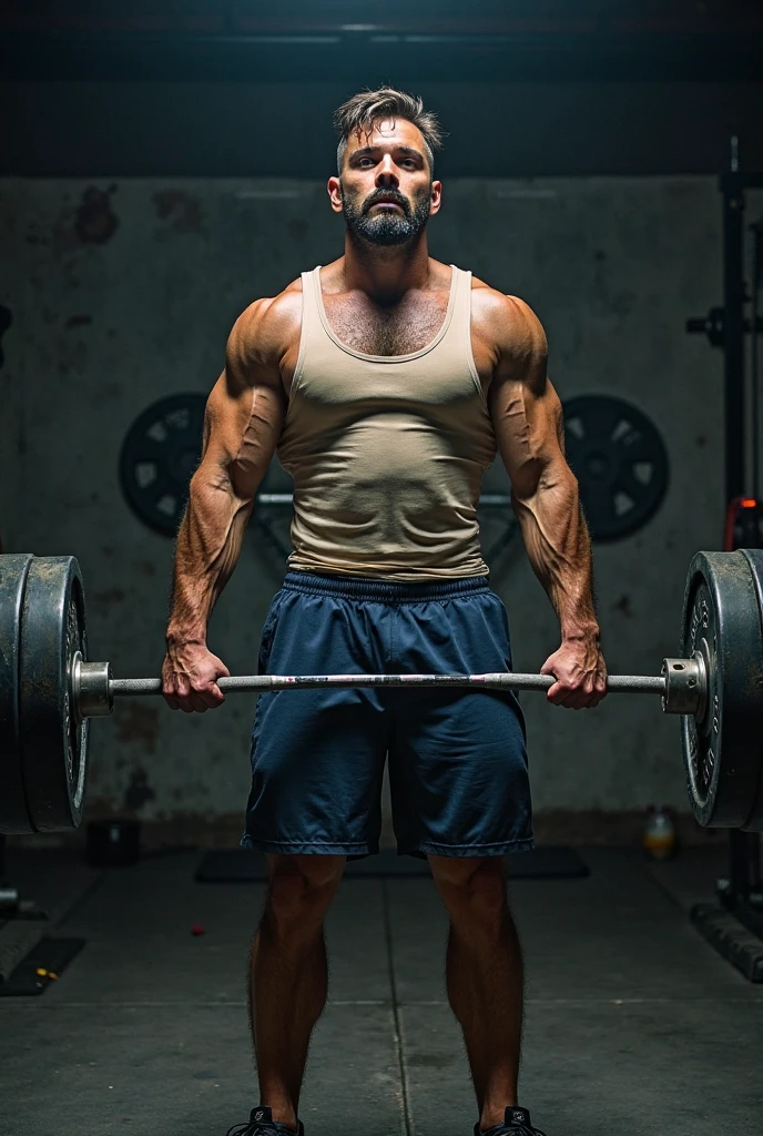 Image of a man carrying a graffiti style dumbbell