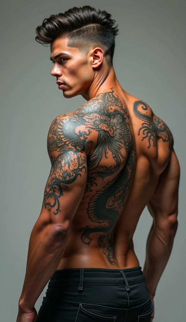 a men wabori skin,yakuza,background in tokyo,realistic,photreal,masterpiece,best quality,cinematic photo of a mexican cartel ganger with tatoos, epic lighting,tattoo,