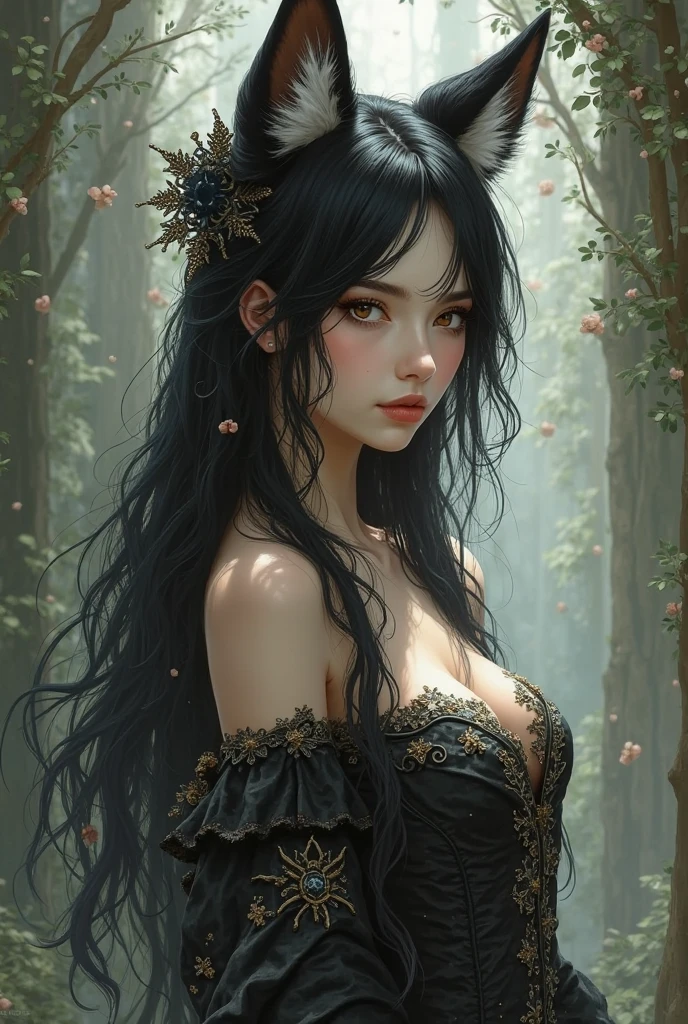 A dark forest,A beautiful woman came slowly