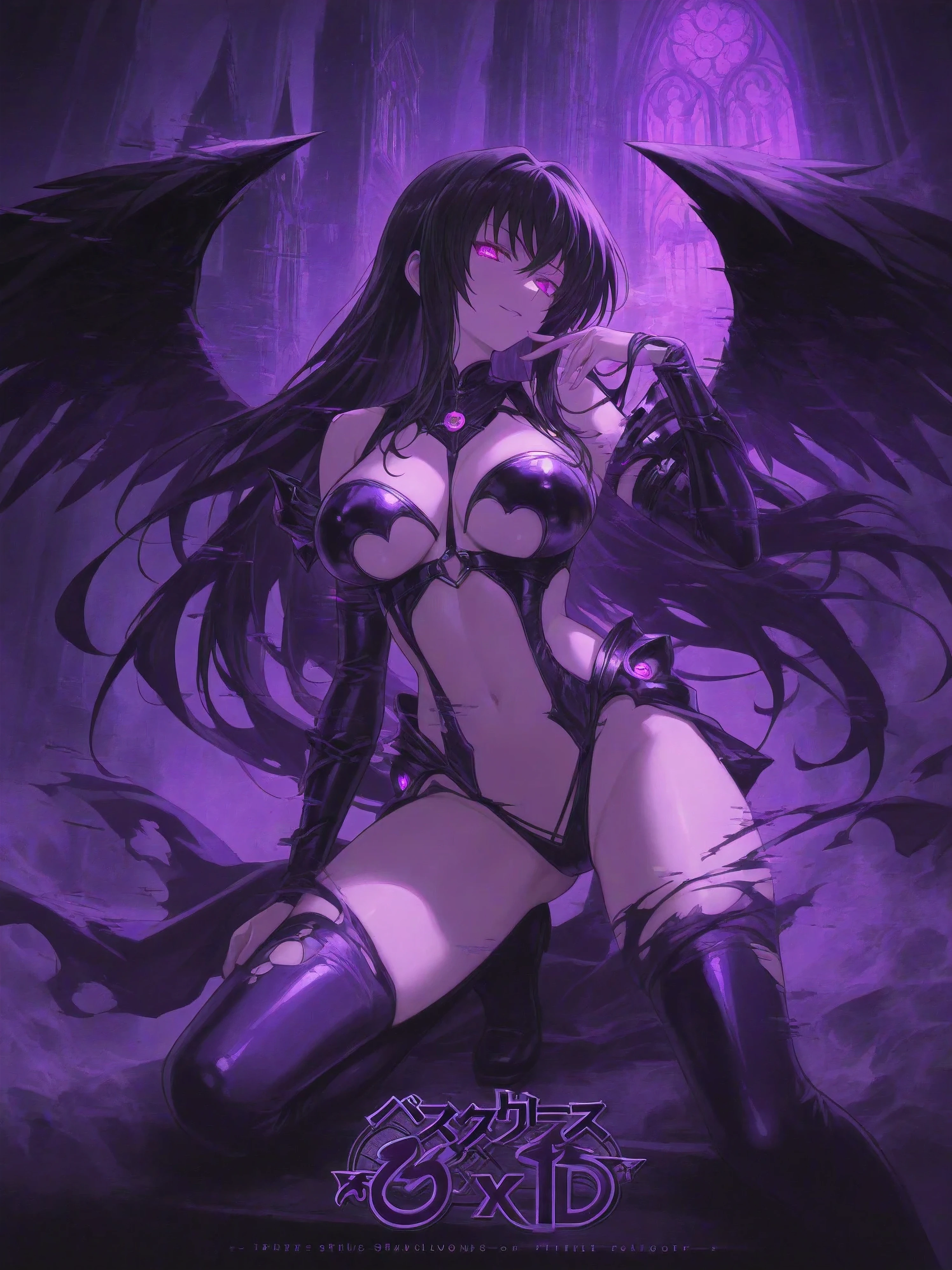 (night:1.7), , , collarbone,choker,black outfit,belly button, Torn_Clothes, Torn_Legwear,rock,collar, Pauldrons, High Leg,boots,Knee socks, purple_eye,,black_hair,very_length_hair,elbow_gloves, 1 girl, 20 years,Mature Woman,beautiful Finger,beautiful length legs,beautiful body,beautiful Nose,beautiful character design, perfect eye, perfect face, looking at the Viewer, (Innocent_big_eye:1.0),smile,to evil_smileface,to evil_face,Grin,View,, collarbone,choker,black outfit,belly button, Torn_Clothes, Torn_Legwear,rock,collar, Pauldrons, High Leg,boots,Knee socks, purple_eye,,black_hair,very_length_hair,elbow_gloves, 1 girl, 20 years,Mature Woman,beautiful Finger,beautiful length legs,beautiful body,beautiful Nose,beautiful character design, ,, looking at the Viewer, ,, ,Official Art,Highly detailed CG Unity 8k wallpaper, Perfect lighting,colorful, , (masterpiece:1.0),(Highest_quality:1.0), 超High resolution,4K,Very detailed, photo shoot, 8k, High resolution, High resolution, Confused:1.2, Kodak Portrait 400, Film Grain, Blurred Background, Bokeh:1.2, Lens flare, (Vibrant_color:1.2) (beautiful,big_chest:1.4), (beautiful_face:1.5),(narrow_Waist),alone,naughty face,(evil huge laugh:1.1),deep shaded face,smile worst,right three spike shoulder pad,,conceit,hand on hip,to evil smirk,latex hands,latex fingers,too evil huge laugh,sadistic smile,deep shaded face,,smile worst,worst ridecule,too evil moukery,,laugh full of malice,