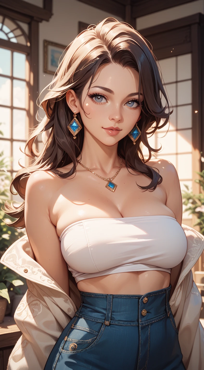 a beautiful 24yo female,  pokimane,
american,
(hand behind head),
open robe,
confident,
braided streaked hair,
((full body)), perfect eyes,
(mountain background),

(photorealistic), hyperrealism,    highly detailed,   concept art,   absurd res,  backlighting,   colorful,  concept art,  smooth, sharp focus, illustration, award-winning,  8K, hq, hrd,  art by greg rutkowski,  art by wlop