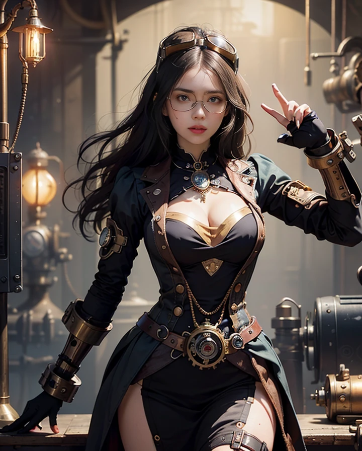 Official Art, Steampunk Style, Unity 8k Wallpaper, Super Detailed, Beautiful, Beautiful, Masterpiece, Top Quality, Too Classy, Unrivaled, Romanticism, Erotic, Contemplation, Emotional Depth, Supernatural, Nasty, 1 Girl, Full Body Japanese Tattoo, Full Body Piercing, Solo, Shot from Neck, Thigh Up