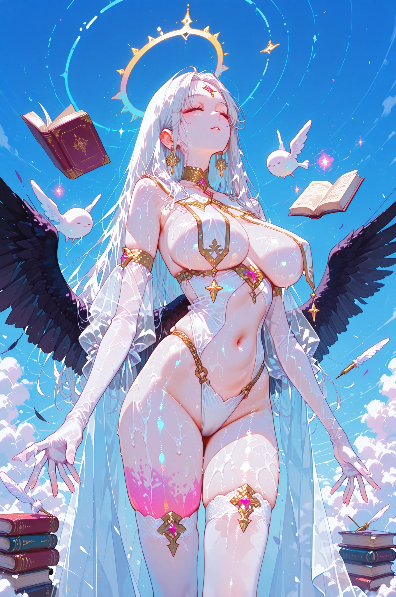 (8K ,hyper-detailing,ultra real photo,Best masterpiece,natural,Perfect artwork,Perfect female body),Cute busty girl ,Hair color,(Big tits),Angelic,obsessed,the angel's wings,The halo,Beautiful church,beautiful rain of petals,Gorgeous accessories,golden brilliance,Wearing a see-through sexy gauze skirt,Sexy transparent dress,ssee-through,Built-in thong,The cracks are relatively large,stretch the meat,Raised sexy,Flirtatious,obscene exposure