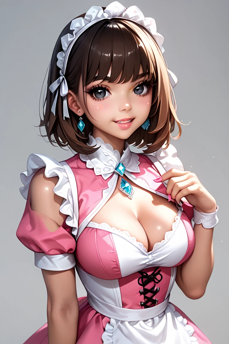 (Top quality masterpiece:1.2), Portrait of a beautiful woman, an asian lady with big tits in a red hat stands in a hallway, 1girl, breasts, solo, large breasts, short hair, looking at viewer, detached sleeves, cum on breasts, yellow eyes, smile, blush
