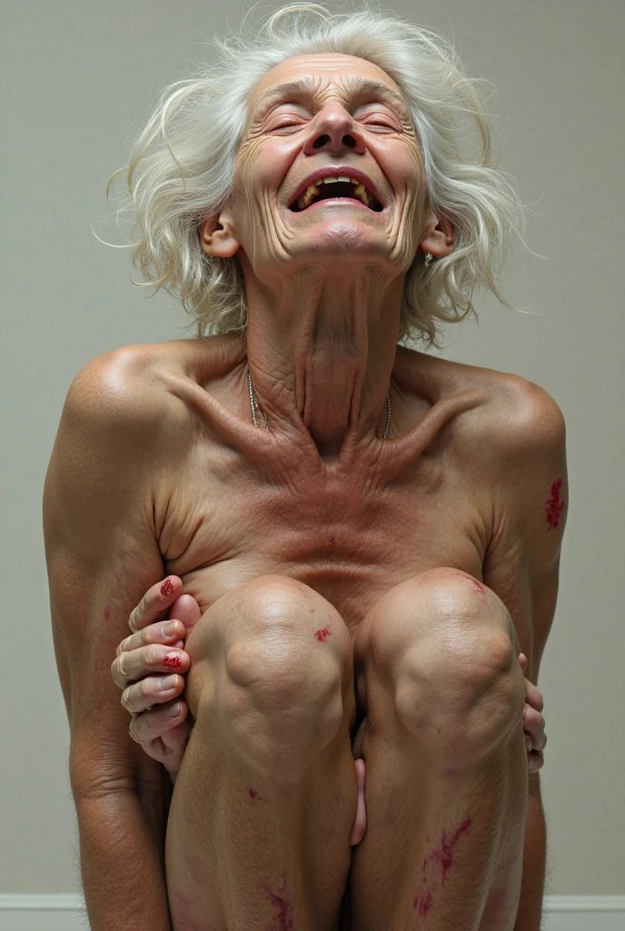 (Adult Content Warning: This description contains explicit content.) ((masseuse piece, best qualityer, high resolution)), A naked young girl in her teens, thin body girl positioning herself exposed, (legs open: 1.3), revealing an intimate moment with an elderly man (60 years old). The figure of the elderly gentleman is dominant, his physique contrasting sharply with the teenager&#39;s youth. A noticeable pain etched into your face when penetration occurs. The focus is on the girl&#39;s vagina, the vagina is penetrated by a huge penis, Three spectators, captivated by the scene, take photos with your state-of-the-art cameras. His presence is remarkable, yet they remain imperceptible, hidden behind the crowd in a busy city