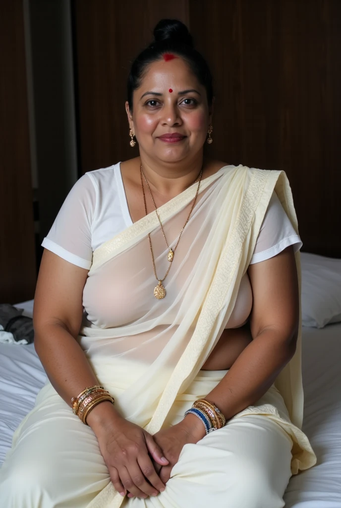 South Indian plus sized women, (cum Splash on her breasts and nipples, cum Splash on her gace, Splash of cum on her face, cum Splash on her blouse, cum Splash on her eys),