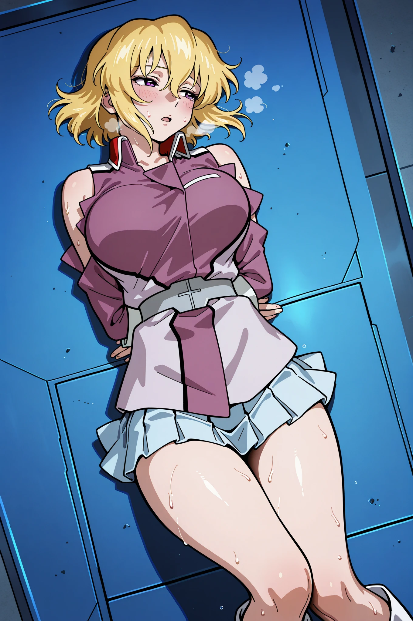 ((high detailed, best quality, 4k, masterpiece, hd:1.3)), ((best quality)), (((HD))), (((8k))), (ultraDH), (ultra HD), in the sauna, steamy sauna, in sauna, in a steamy sauna, Princess Peach, neon_blue_eyes, BREAK_blue_eyes, seductive, attractive, shy_smile, smooth anime cg art, 36C_breasts, long legs, vivid colors, detailed digital art, slim body, perfect skin, blonde_hair, long_blonde_hair, long_blonde_hair_over_breasts, blonde_hair_over_breast, wet hair, wet_blonde_hair, wet_blonde_hair_over_breast, BREAK crown, looking at viewer, BREAK looking at viewer, extremely detailed face, pink streched dress, pink dress, Princess Peach dress, sexy_mini_black_thong, sexy_mini_black_gstring_thong, black_small_thong, black_thong, earrings, gem, dark black makeup lips, dark gothic eyeshadows, dark eyeshadows, black eyeshadows, black sexy lips, black lips, dark lips, very dark lips, (perfect_hands), (perfect_anatomy), black makeup, black medium lips, detailed_fingers, five_fingers_per_hand, 5_fingers, five_fingers, (1 girl), ((1 solo girl)), detailed_lips, detailed black lips, black painted lips, gothic painted lips, body_pressed_on_the_crystal, body_pressed_on_the_glass, body_against_the_glass, body_against_glass, (off shoulder:1.1), (arms behind back:1.2),