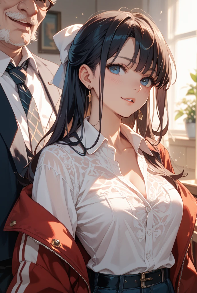 (masutepiece, Digital Art, Digital Illustration, 4K, 8K, Ultra-detailed, beautiful image, Sharp Image, Photorealistic, Raw photo, Perfect face, Perfect lines, Perfect eyes, Soft lighting) 1 woman, (lightbrown hair,Chignon hair in a high position,Innocent look,Lowered eyebrows,drooping eyebrows,drooing eyes,cute large eyes,natural make up,kindly smile,Round jaws,23 year old petite woman:1.3),Two handsome men in suits, (ember,Men in suits,well-muscled,Firm shoulder width,Adult male,Boyish hairstyle,English gentlemanly style,Man in his 30s with a cool expression,28-year-old man with bright smile:1.2),(Nervous,be shy,sleepy,embarrassed from:1.2),innocent smiles,(embarrassed from,Shy smile:1.1),light-filled kitchen、Kitchen Counter、water work、the kiss、kiss、a couple、couple kissing、Romance、ssex、have sex、Wet pubic area、insert 、Rape、Overflowing、Full body painting,(One Girl And One Man,Having sex:1.5),(ember,Adult male,Rubbing the girl's boobs:1.2),Cheek dyeing、gasping face、embarrassed、boredom、begging、Unhappy、Greedy expression,Wet pubic area、 xen、Open your crotch wide、Cowgirl、Fluttering chest、Wet shirt、Lace underwear、Take off your underwear、maid clothes、With my mouth wide open、Akanbee、Sheer nipples、Pull up your skirt、Show panties