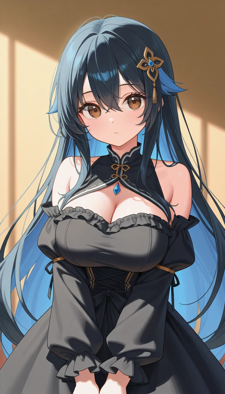 One girl, High resolution, Long Hair, chest, blue eyes, Highest quality,