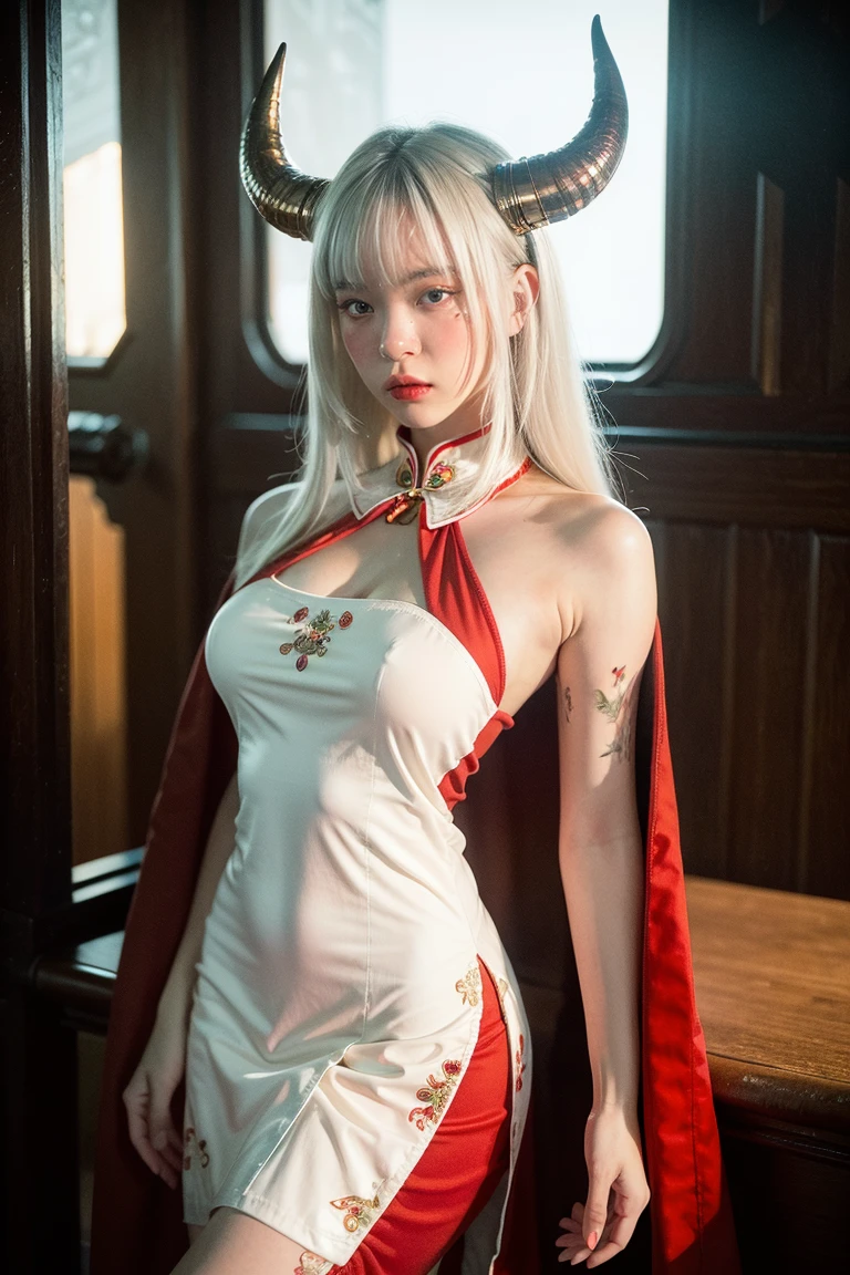(Too realistic)、ancient monk、ancient female shaman、
gigantism　Beauty　High image quality　high resolution　realistic　short hair　a Blonde、　Blonde woman in a、A MILF with a perfect body、Middle-aged woman、((big big))、Red-black details    ,,,,,,、The texture of the skin is fine.、超high resolution、realistic、seductive figure、smile、Middle-aged beauty、beautiful expression、With red-black areola details. 、purple eyes details、Blonde、long soft hair、Kamimei、The texture is very delicate and fine.、３５female shaman、(ผมBlondeหัวหน่าว)、{(Ornate and luxurious ancient temple)、(Many torches are burning.)}、ancient monk、large cleavage、large open neck、Big butt、bright red lips、(Colorful and luxurious clothes and luxurious accessories.)、I have a fancy platinum wand.、