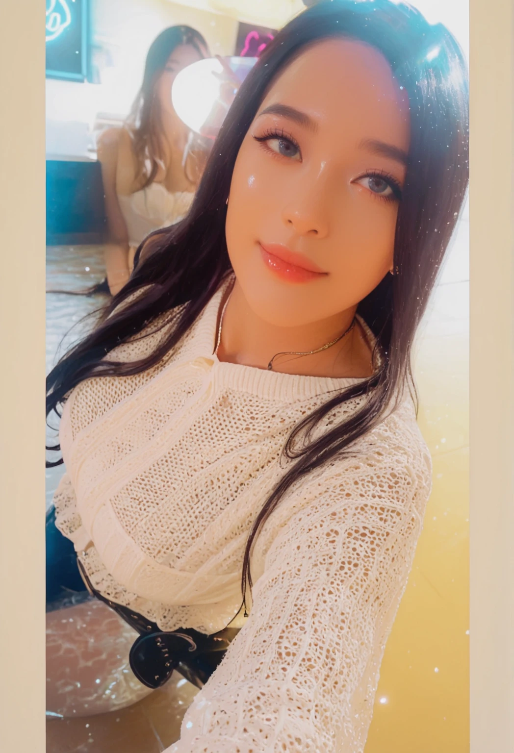 there is a woman that is sitting down with a cell phone, 25-year-old woman, selfie of a young woman,leaked image, profile image
