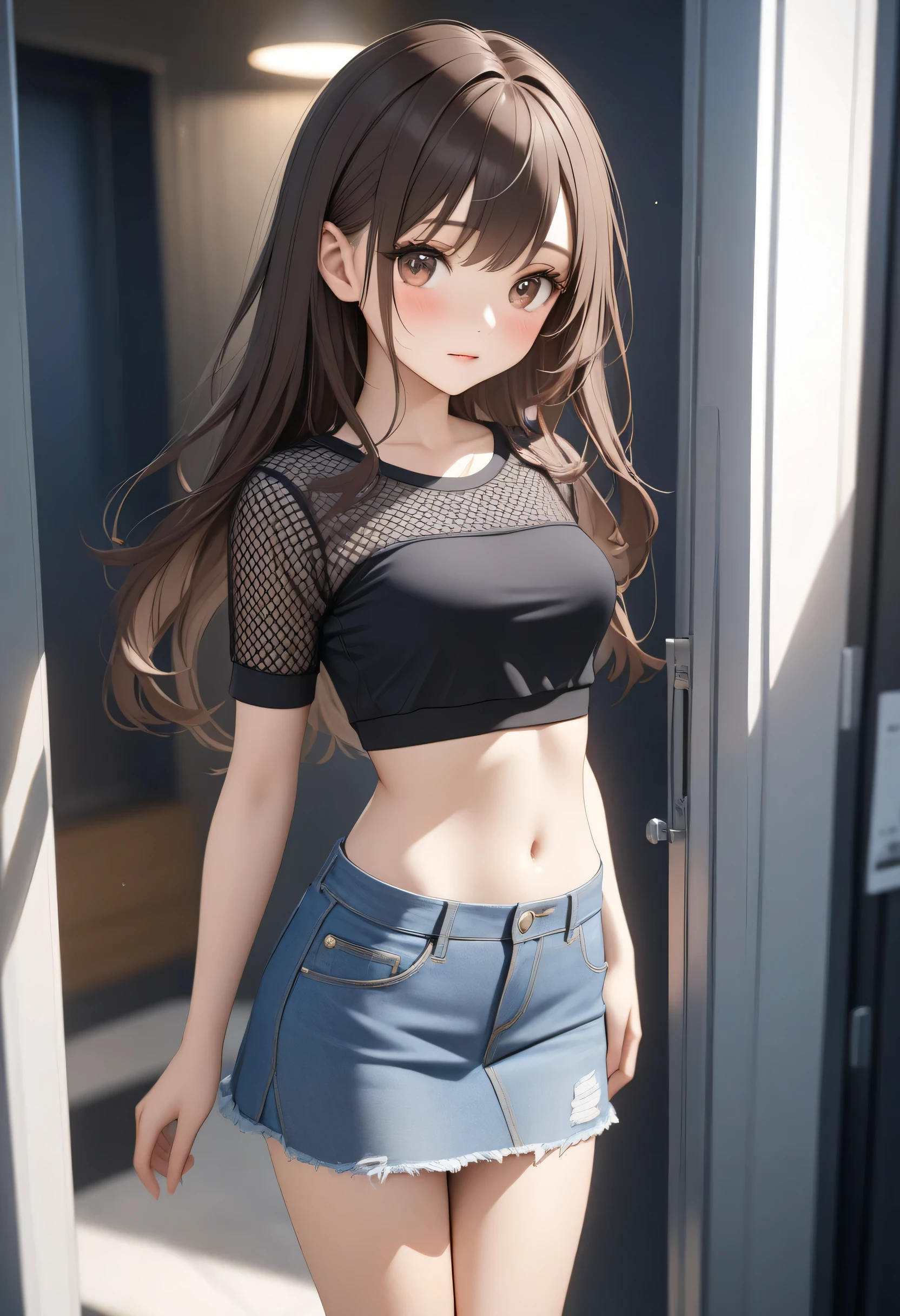 girl in sexy Basic Sport-Shorts Slim fit, standing