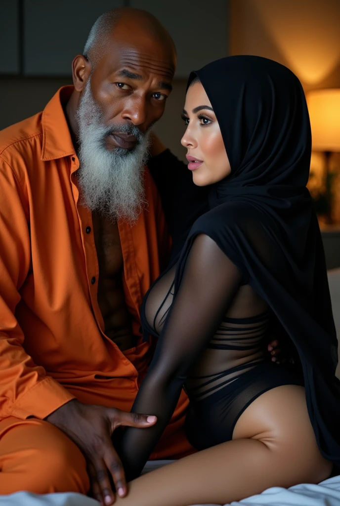 Very Pale skin kurdish woman in hijab nude shoulder nude arm breasts nude stand on all fours get worshipped dominated by black man
