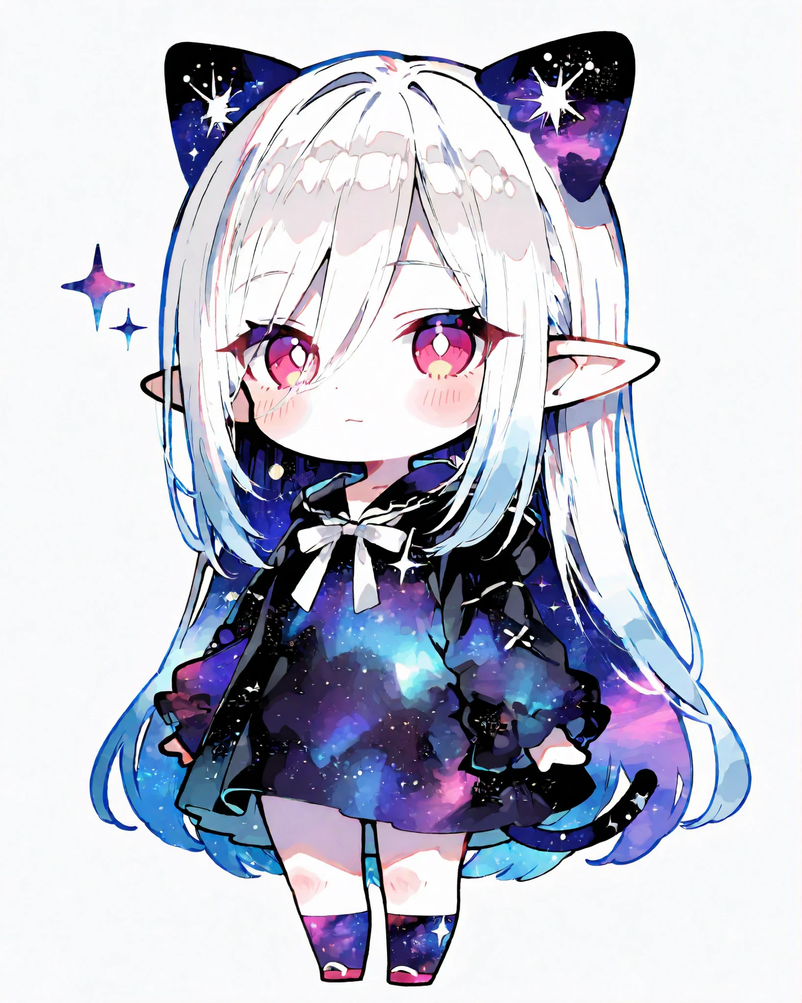 masterpiece, best quality, super-deformed (SD), mini character style, chibi chibi, style of Kei Mochizuki, style of Kei Mochizuki /k.s†,
The character's proportions should follow the chibi style with a large head, small body, and exaggerated features, but all details must be clearly visible and not cut off. The character should be centered in the image, occupying about 70% of the frame, with enough space around for a balanced composition. The background should be plain, bright white, simple, and clean to emphasize the character. Ensure the illustration has a soft, vibrant color palette, with smooth shading and a cute, whimsical vibe