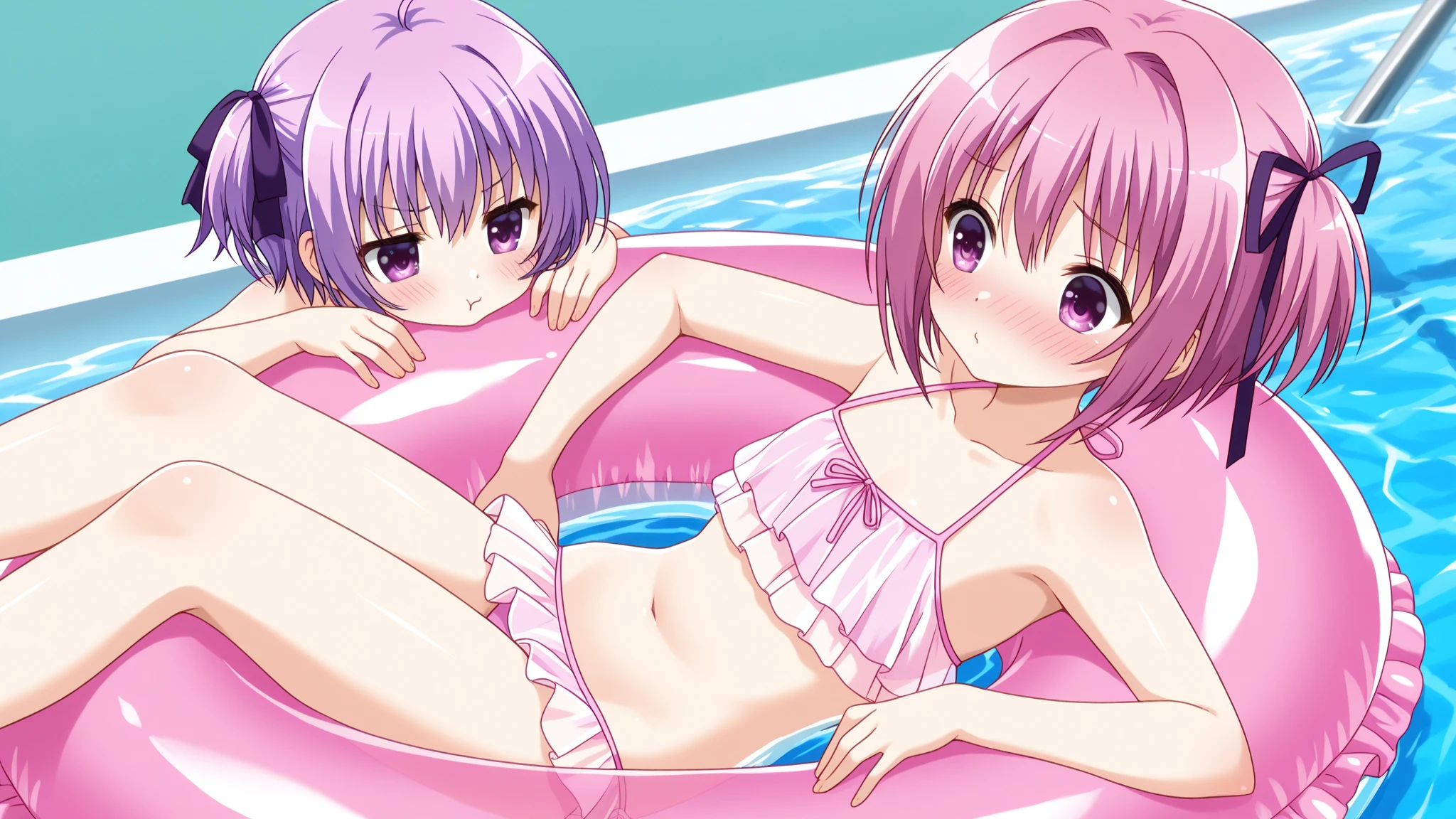 tomando banho em uma piscina, sorrindo, loiro, nu, Small Underwear