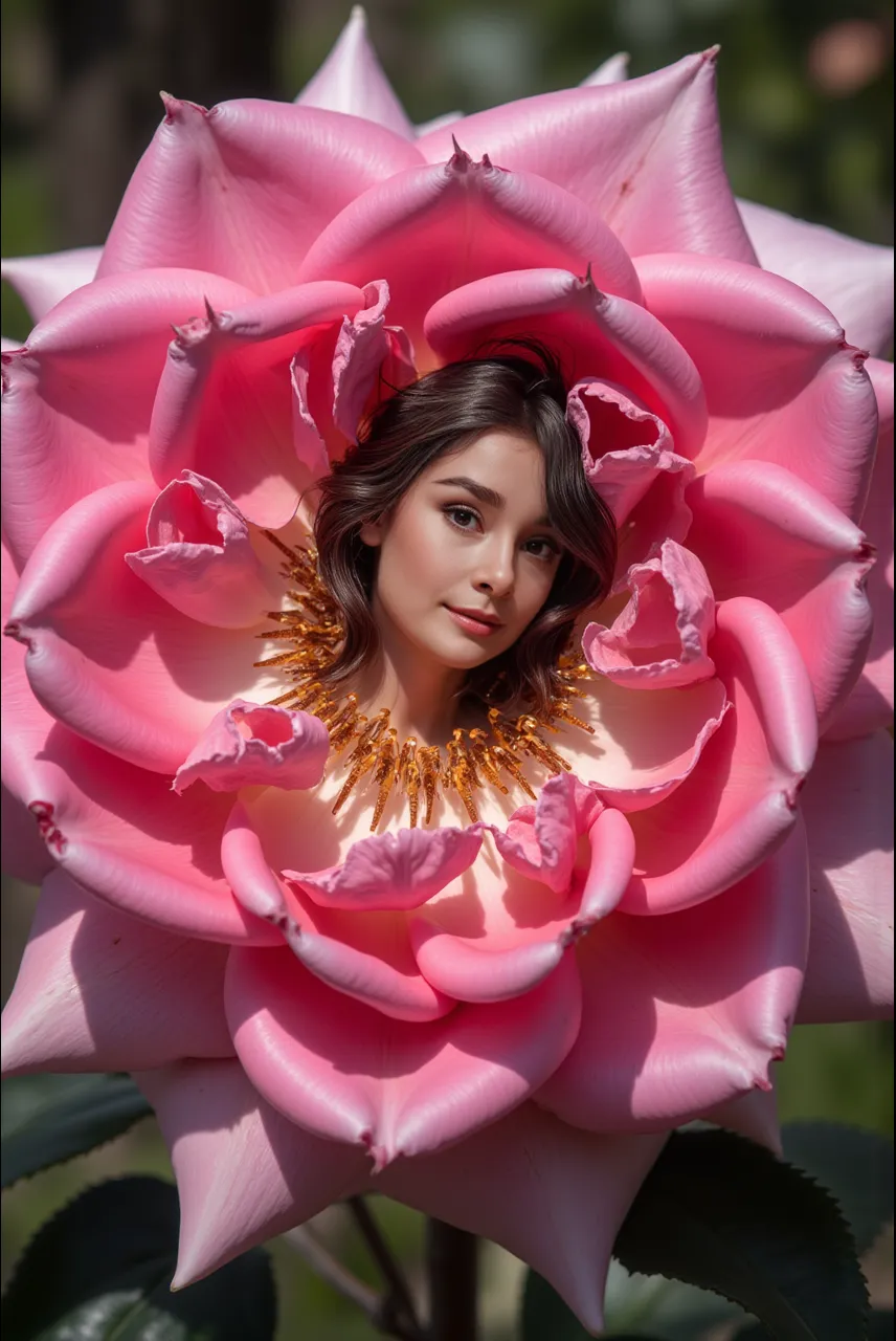 La belle femme épanouie parmi les fleurs