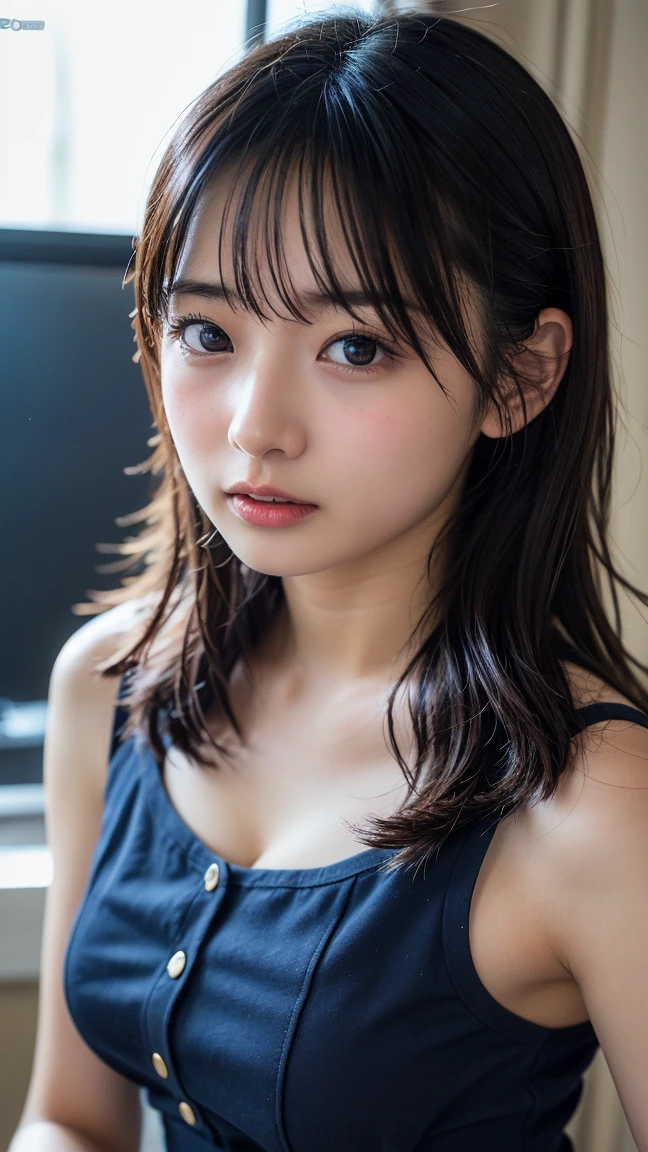 Best quality, masterpiece, ultra high res, (photorealistic:1.4), raw photo, 1girl, DARK hair, shiny skin, WET BODY, dramatic lighting, full body, bitch, micro bikini, huge breasts