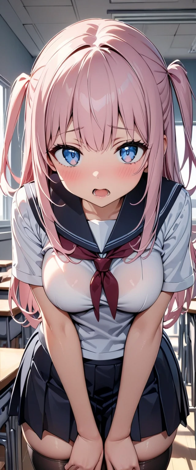 1 girl, pink hair,photo assignment, model, magazine cover, beautiful model, cute, small, perfect hands, loli, (chubby), (chubby), chubby body, in underwear, kneeling pose, hands-free, masterpiece, full body, armpits, provocative look, ahegao, gravure model, beautiful photography, hd, perspective from above, pubic hair in sight.