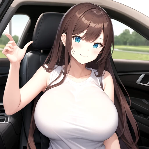 (Anime Pictures、top-quality)、masterpiece、extremely delicate and beautiful、A highly detailed、nffsw、Unity、2k wallpaper、astonishing、finely detail、Highly detailed ticker Unity 8k wallpaper、ultra-detailliert、hight resolution、absurderes、1girl in、Sit in the driver's seat of the car、Angle from the side、View car navigation system、full-length、(Car navigation screen)、Soft light、a beautiful detailed girl、Detailed finger、Beautiful profile、beautiful detailed nose、beatiful detailed eyes、long eyeslashes、cute little、20yr 、Lifelike face、(A smile、closes mouth)、Two legs with beautiful details, girl naked, giant round beautiful breasts fully exposed, plump Adeola’s exposed, woman naked completely, massive heavy giant muscular breasts, full body view, esbian, sexy, she is sitting on man’s lap, man sitting in drivers seat, girl sits on man , she gets penetrated by his duck while drive, car sex