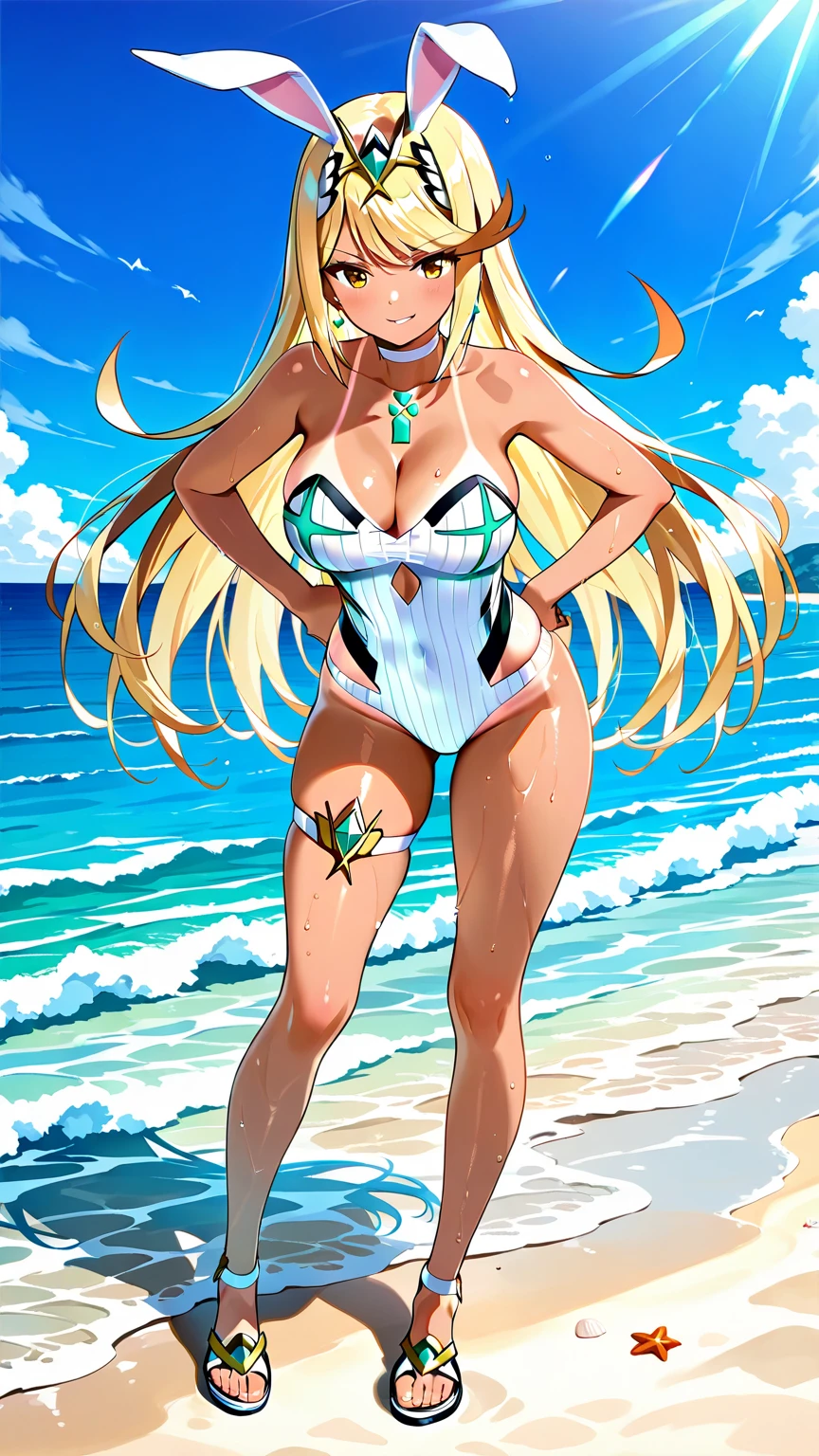 masterpiece,(bestquality),highlydetailed,ultra-detailed,blonde hair, dark skin, light-hearted,light,playful, (full bodyesbian),summer vibes, vibrant colors, flowy clothing, joyful expressions