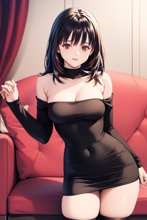 (Night:1.7), palms, pine_tree,sky,snow, snowing,tower, town, tree, sitting on couch, spread legs sleevesless sweater, turtleneck,without_sleeves, armpits, bbyorf, short hair with long locks, white hairband, red eyes, gold earrings, pussy, panties aside 1 girl, 20yo,mature female,Beautiful Finger,Beautiful long legs,Beautiful body,Beautiful Nose,Beautiful character design, perfect eyes, perfect face, looking at viewer, (innocent_big_eyes:1.0),(expressionless:1.3), NSFW,official art,extremely detailed CG unity 8k wallpaper, perfect lighting,Colorful, Bright_Front_face_Lighting, (masterpiece:1.0),(best_quality:1.0), ultra high res,4K,ultra-detailed, photography, 8K, HDR, highres, absurdres:1.2, Kodak portra 400, film grain, blurry background, bokeh:1.2, lens flare, (vibrant_color:1.2) (Beautiful,medium_Breasts:1.4), (beautiful_face:1.5),(narrow_waist),