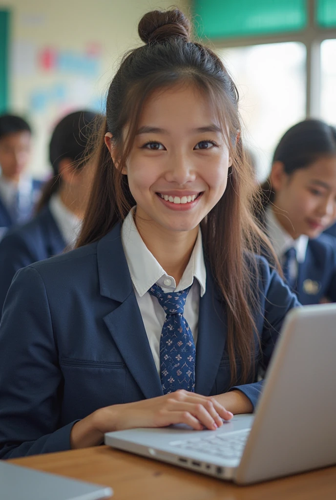 Smiling students actively participating in an on-demand class