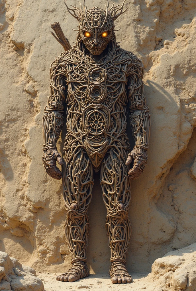 There is a statue of a man with a hat in, o homem esculpindo-se em pedra, figura humanoide, mystical figure, figura desfigurada, figura humana, figura no centro, anthropomorphic humanoid, enigmatic and ectoplasmic figure, forma humanoide, relevo de pedra em forma plana, figura masculina, stone statue, relevo de pedra, figura alongada