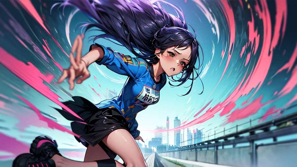high quality,hd,16k,1girl,female track and field athlete,cute face, large breasts, slender body, delicate body, sweat,light clothing, in track and field,focus girl,detailed beautiful face,detailed clothes,beautiful eyes,cool
