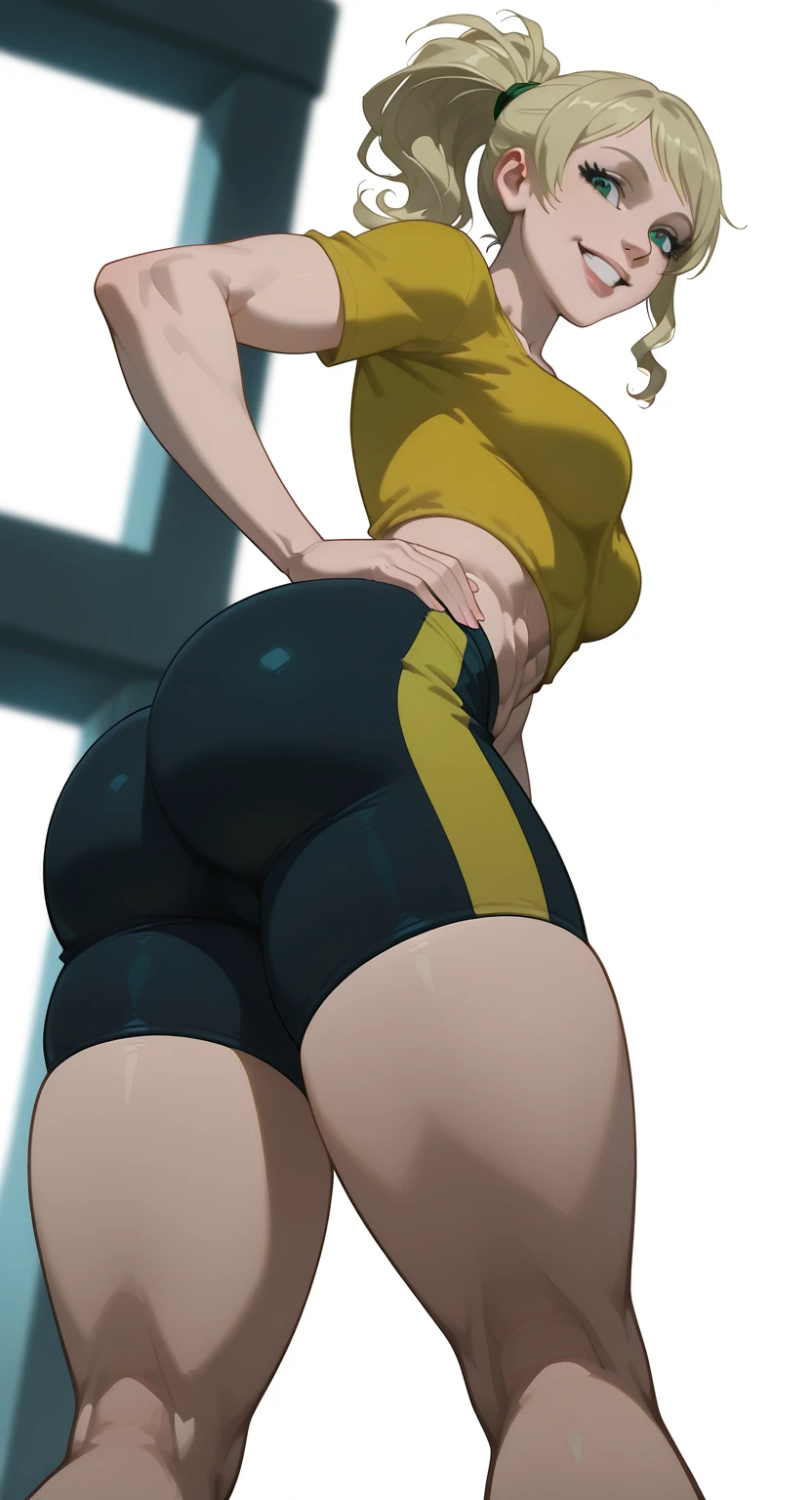  anime girl dehya (genshin impact) busty  with thick thighs and big ass bigger than thighs and head and body with  hyper ass, ass view  