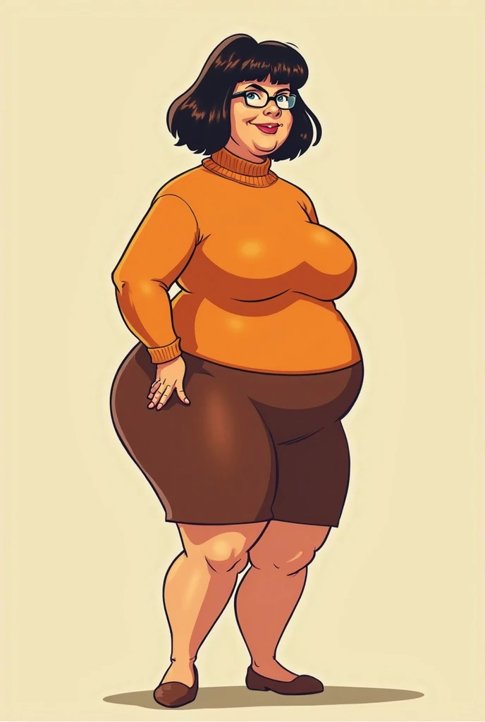 Fat obese, sssbbw, gluttony, high school girl, pixar animated, toothy grin, grabbing belly, Masterpiecev10, Extremely detailed, belly hanging out, sexy, sensual, black striped shirt, black lipstick, black hair, tan skin