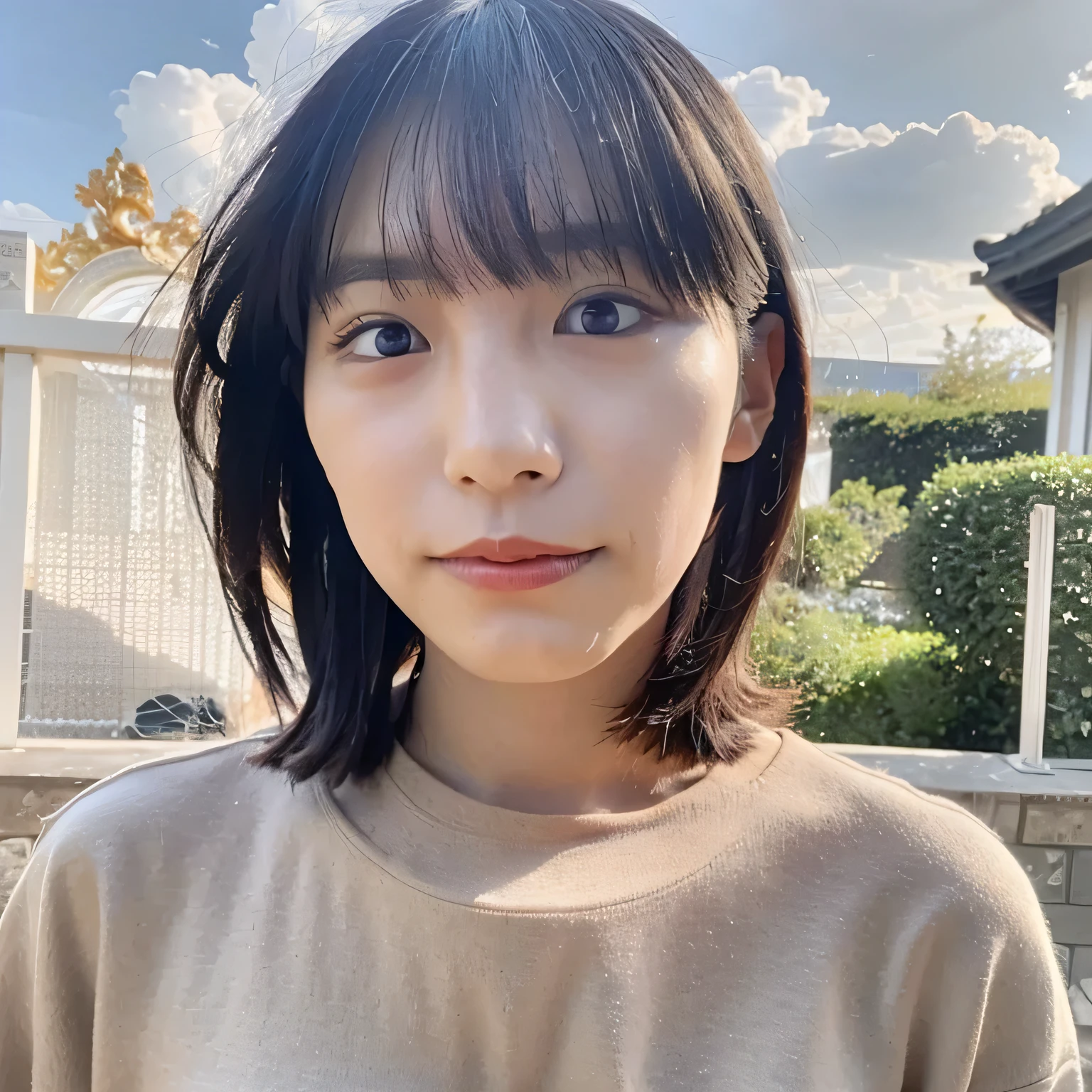 floating heavenly palace sky kingdom celestial temple ruins white marble floor golden light rays floating islands clouds everywhere sacred aura soft light particles transparent crystal towers sky bridges divine atmosphere beautiful young woman soft halo above head 、秘書、眼鏡、スーツ.