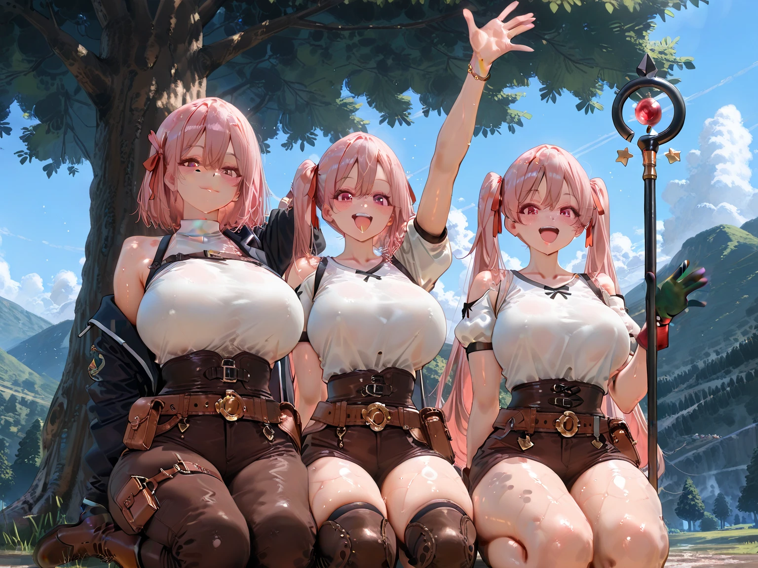 [[[[[[[[kacyu, as109]]]]]]]], (masterpiece, best quality),(masterpiece, best quality), best resolution,  (3heads:1.5),(solo), 1girl, (narmaya \(granblue fantasy\)), draph, demon horns, hair over one eye, purple eyes, determined expression, looking at viewer, pov, Standard, ver1costume, high quality, masterpiece, 8k, 4k, autumn forest background, beautiful background, masterpiece, illustration, official artwork, absurdres, full body, sitting down, (legs crossed:1.1), throne, dynamic angle, :D, (wide hips:1.3), (thick thighs:1.3), smile, looking at viewer((three heads, 3head):1.5)，masterpiece, illustration, beautiful, 4k, 8k,