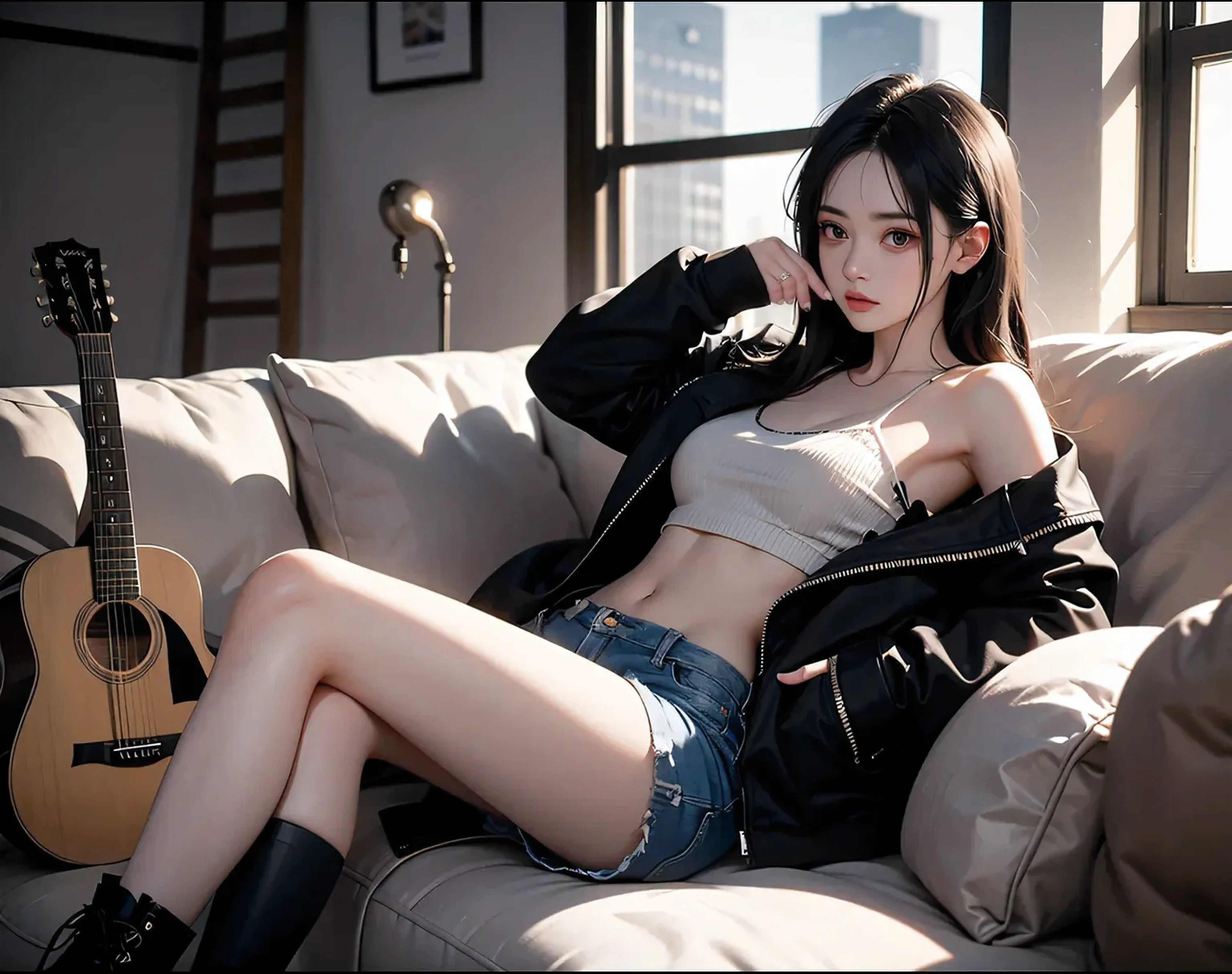 Best Quality, masutepiece, ultra-detailhigh-resolution, (Realistic: 1.4), Watercolor style, Illustration, moody background color,, Skinny Girl, (solo exhibition: 1.2), (denim lens: 1.2), (Hair crown: 1.2), (dark brown hair,Traditional Chinese Dunhuang costumes, No strap, (Red Eyeliner: 1.2), (: 1.4), (Accurate Hand Modeling),earrings, Dynamic Angle, Opera House, Messy_long_hair, inky, movie lights, lens_f lare, velvet, chrysanthemums, tassels, bow ribbon, Color embroidery,long boots,Photograph the whole body,sit in a chair and relax,Holding a sword in his right hand,Traditional bra top on the upper body,Open your crotch to show your panties、White underwear,The happiness of the skirt comes out,Show me your panties with a confused look,open one's legs(Opening legs),Touching the crotch with your fingers