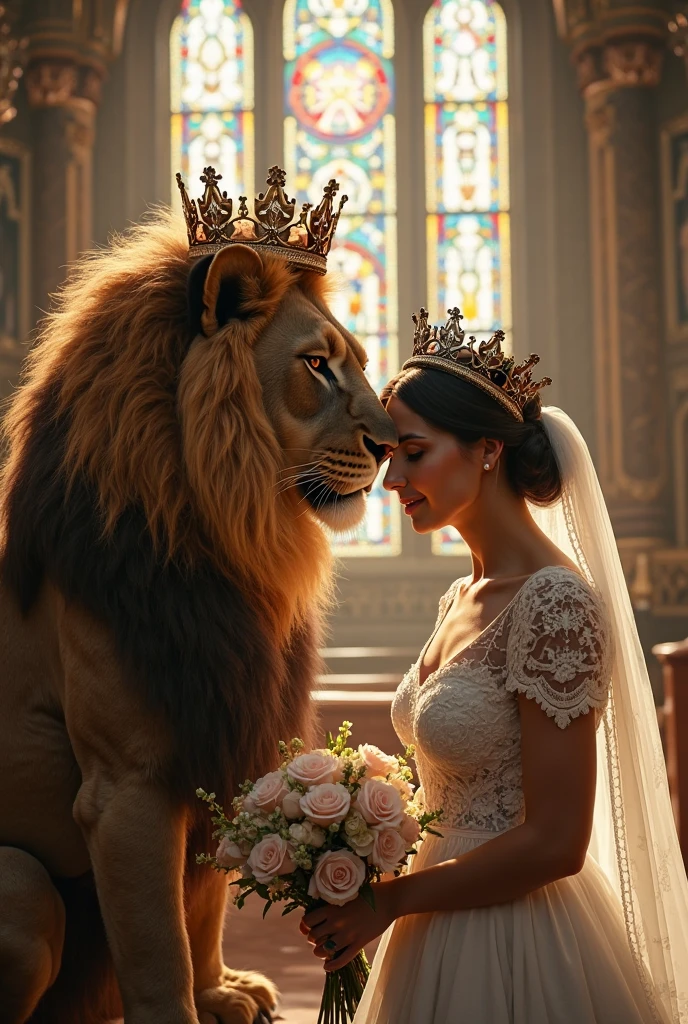 
bride with lion