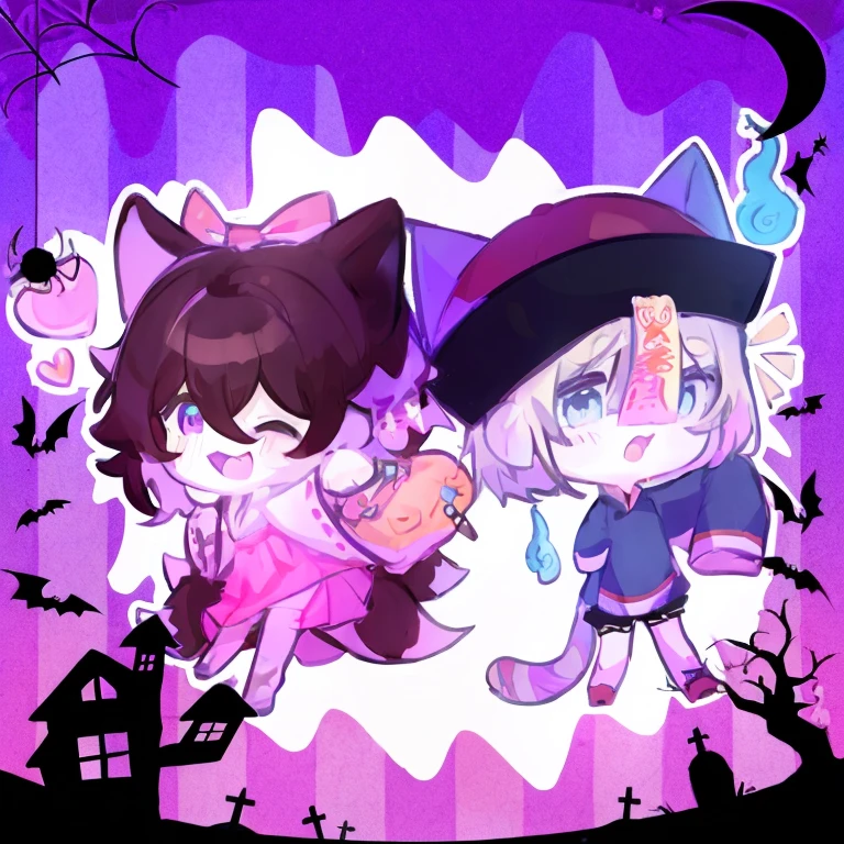 A bandaged white cat,The tail in the right position,red pupils,collar,halloween,night,pumpkin,Blue slime covers the body,kneeling