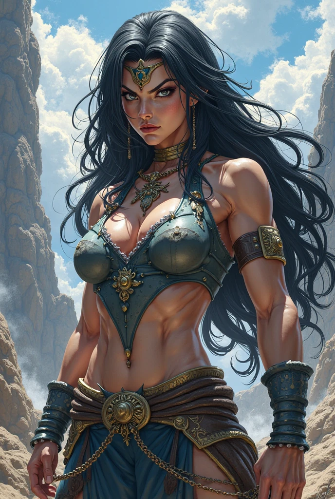 Asgard，Valkyrie，Senhora Cavaleiro，Anatomia correta，epic fantasy digital art，obra-prima，8k，high definition resolution，desenho detalhado，Qulidade Superior，, Epic composition, músculous body