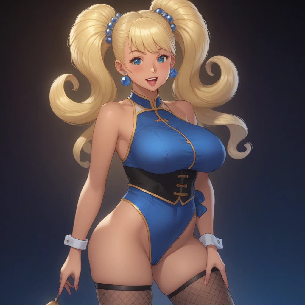 (((masterpiece))), (((best quality))), ((ultra-detailed)), (illustration), ((an extremely delicate and beautiful)), ((super detail)), ((high resolution)), (((20 years old))), ((metallic cloth)), (cheerleader), (super heroine), (android), delicate metal decorations, gleaming skin, shiny body, two legs, breast focus, (((tall))), slender legs, ((big round eyes)), cute eyes, drooping eyes, ((adult)), two hands, five fingers, no extra hands, elegant smile, braid, ((metallic blue)), (see-through), (dark blonde), (((ultra-huge breasts))), (shining brightly), outdoor, mini skirt, daytime, ((biopunk)), (hair shorter than shoulder), (medium length hair), gynoid, (slimy shining competition swimsuit), city, ((midriff-baring outfit)), (spread legs), (arms behind head),