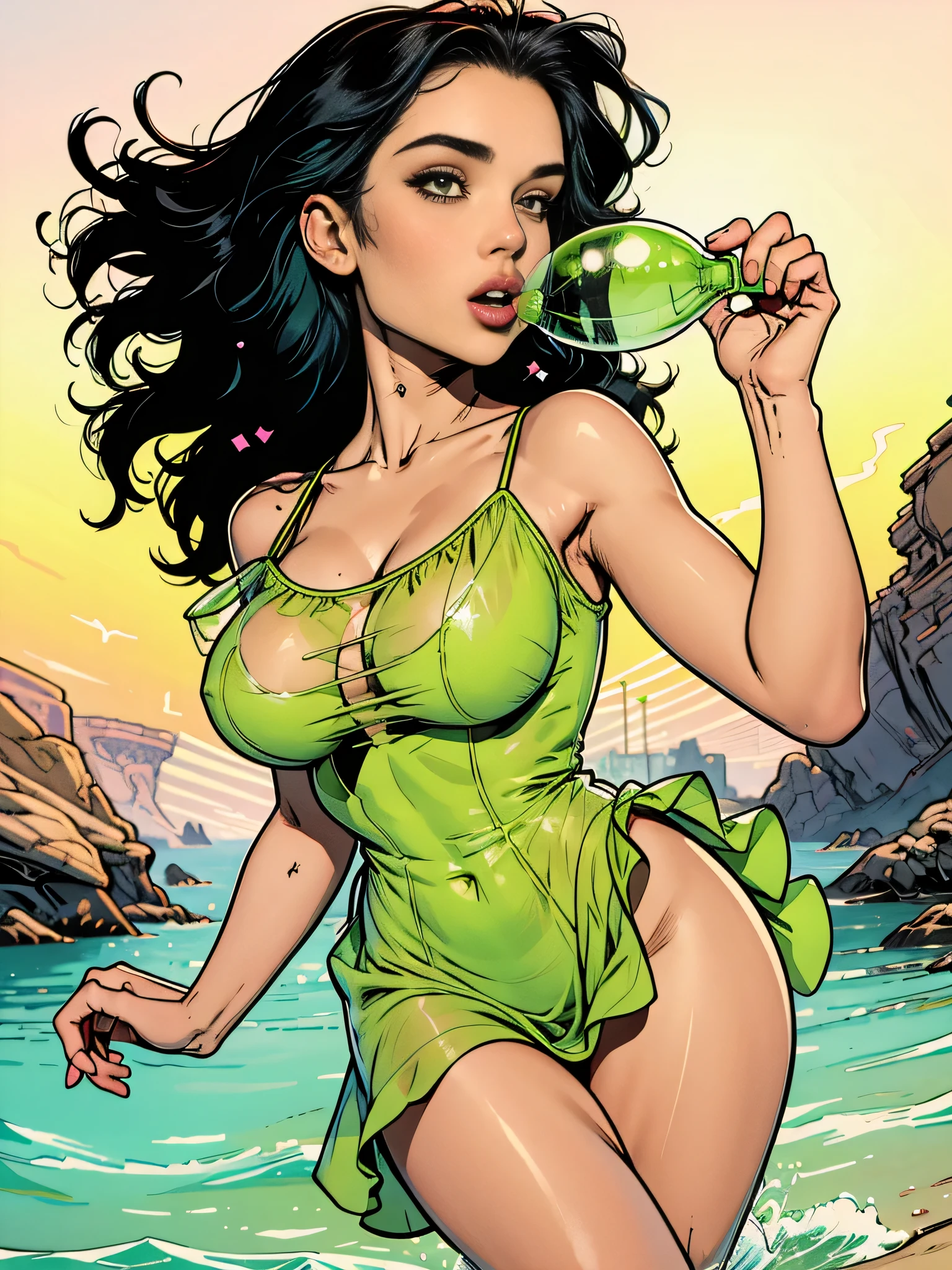 (masterpiece, best quality:1.2), Nico Robin, black hair, extra large breasts, torn bikini, purple eyes, 1girl, thick butt, open-toe platform high heels, dirt road, countryside, masterpiece, best quality, absurdres, highres, 4k, ray tracing, perfect face, perfect eyes, intricate details, highly detailed, (best quality:1.33), (masterpiece:1.42),(semi realistic:1.3), (detailed:1.15),(skin details), Dappled Light, analog style (look at viewer), (skin texture), (realistic texture skin), cinematic light, side lighting, ultra high res, best shadow, RAW, (Dutch angle:1.1), lightroom, cinematic, hdr, raw, (intricate:1.4), high quality, soothing tones, intricate details, extremely high quality RAW photograph, detailed background, intricate, Exquisite details and textures, highly detailed, ultra detailed photograph, warm lighting, 4k, sharp focus, high resolution, detailed skin, detailed eyes, 8k uhd, dslr, high quality, film grain, Fujifilm XT3,
Rainy Day: The diffused light and wet surfaces on a rainy day can create a moody and atmospheric environment, perfect for capturing reflections and street photography.,