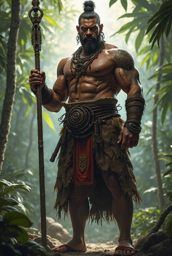 african tribal man, spear, full body