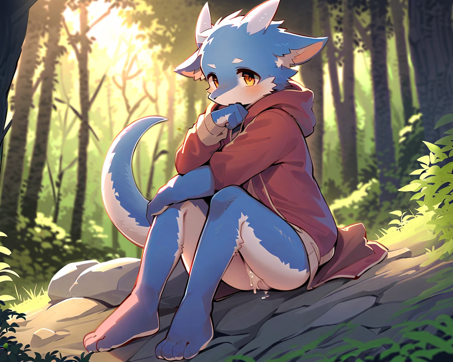 male,forest background,light blue white tiger,tough expression,long hair,naked,mouth scarf,Ninja,long hair,intoxication,somnolence,serious expression,undressing,penis,doggy style,semen,cum,circumstances,precum,Stickiness,Odd Eye,Close your eyes,lying down