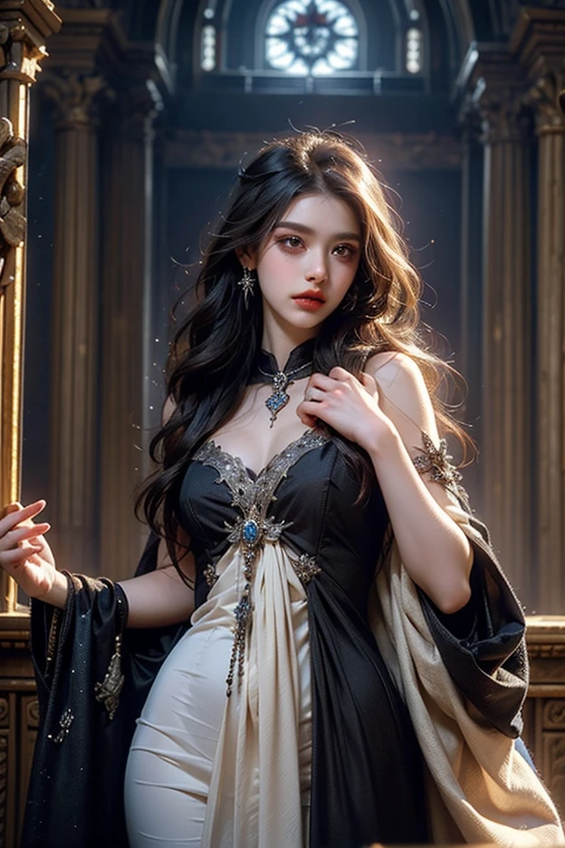 Insanely detailed photograph of a gorgeous demonic girl, evil goddes , long hair, intricate blue eyes, long floating dress,hanbok dress, fantastical, ethereal, hyperdetailed, 32k resolution, dynamic lighting, hyper detailed, intricately detailed, trending on Artstation, volumetric lighting, night, moonlight, dark fantasy,