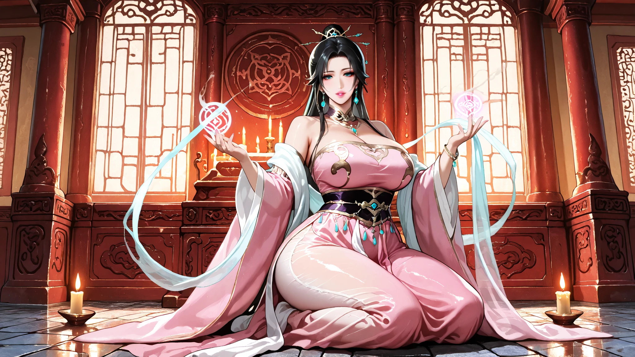 The queen of Yamatai Kingdom in ancient Japan, with a slim figure and breasts, summoned ghosts.，A 25-year-old woman who can dazzle everyone and inherit the position of Queen Himiko of Yamatai Kingdom.

