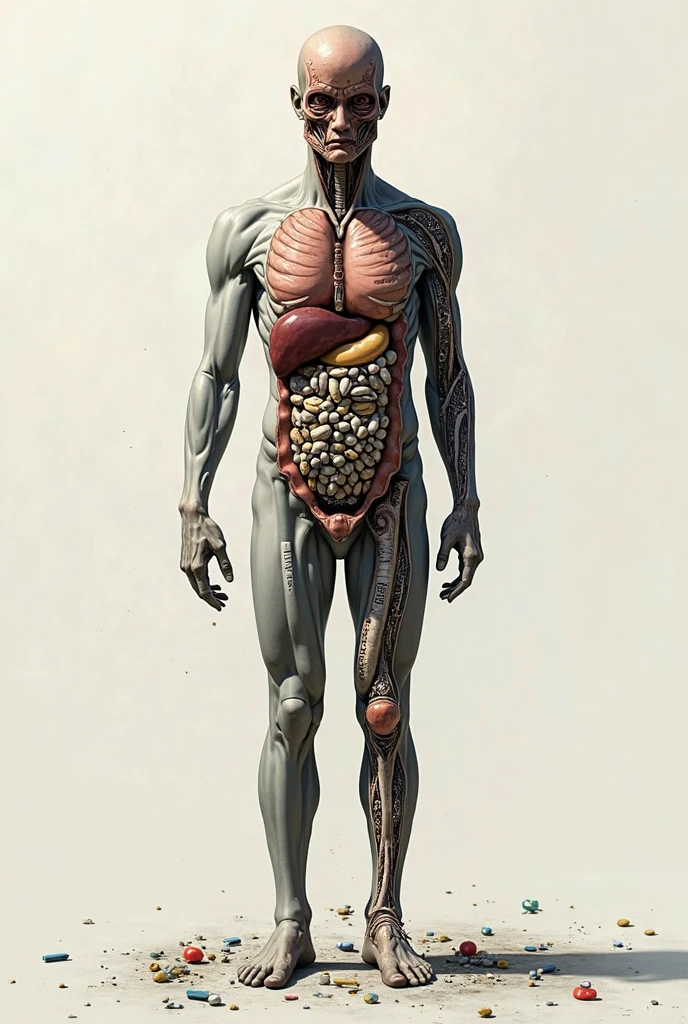 transparent gorilla ,<lora:tranzp-sdxl:1>, tranzp,visible organs,visible bones,standing,positive face,