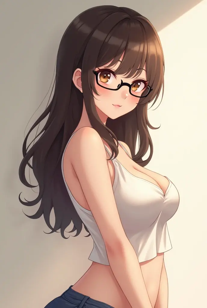 nsfw、female masturbation、teeth、aroused、ahegao、orgasm、breasts blowjob、Black hair ponytail、Glasses、Glasses