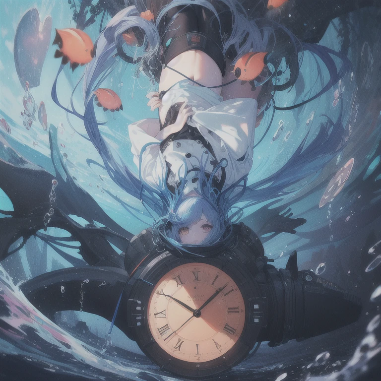 anime girl in a blue dress sitting in a hourglass, hourglass ⌛️, trapped inside an hourglass, Goddess of Time, Anime Art Wallpapers 8K, hourglass, anime art wallpaper 4k, anime art wallpaper 4k, hourglass, Anime Moe Art Style, artstation pixivでトレンド, Caught up in the flow of time, 4k anime wallpaper