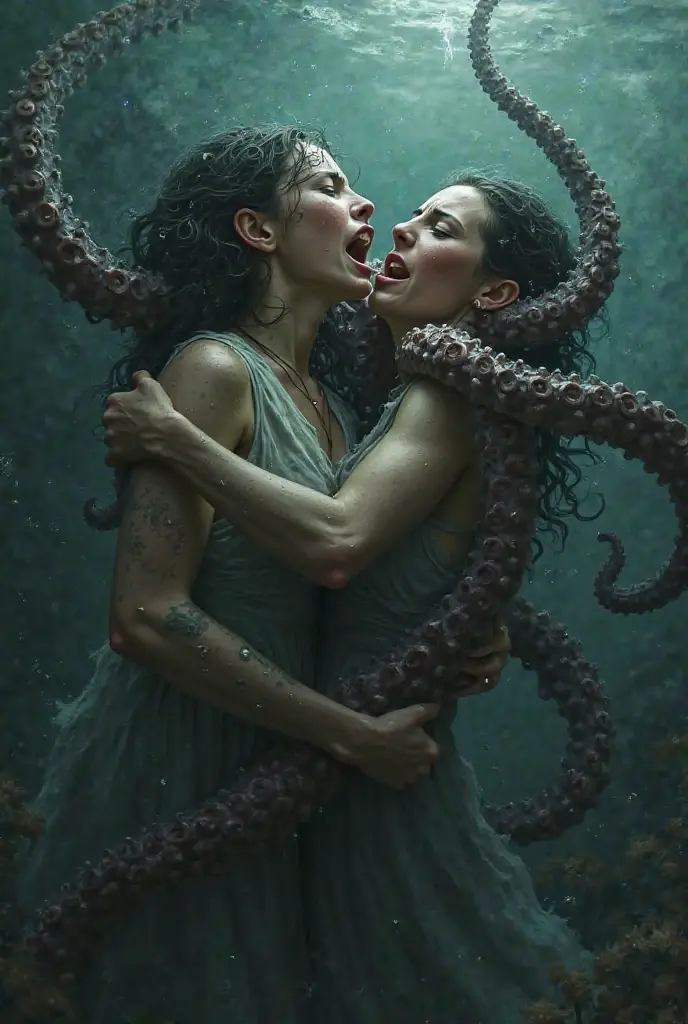 ((Emmy Rossum Katherine McNamara and Olivia Wilde in wedding dress deepthroated by big tentacles)), views upwards to a giant tentacle, ahegao, focus on big tentacle, looking at tentacle, horny, red lipstick, pleased, pierced nipples, screaming, moaning, skinny body, red hair, wet hair, large breasts, large ass, flat belly, narrow waist, (cum all over), covered in cum, wet hair, tentacles, tentacles sucks breast, tentacle squeeze breast, tentacles licks breasts, tentacle penetration, fucking tentacles, tentacles around throat, ((slimy tentacles)), wedding reception, sodium light, impaled with tentacles, horror, hyper detailed, masterpiece, pigtails