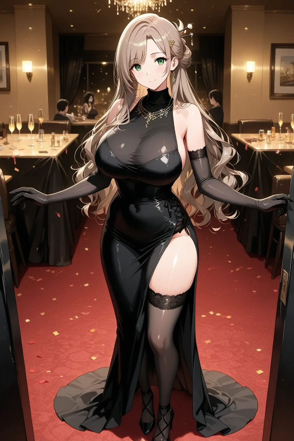 1girl, by oekakizuki, emotional, dramatic lighting, shoulders, hair, dress, anatomy