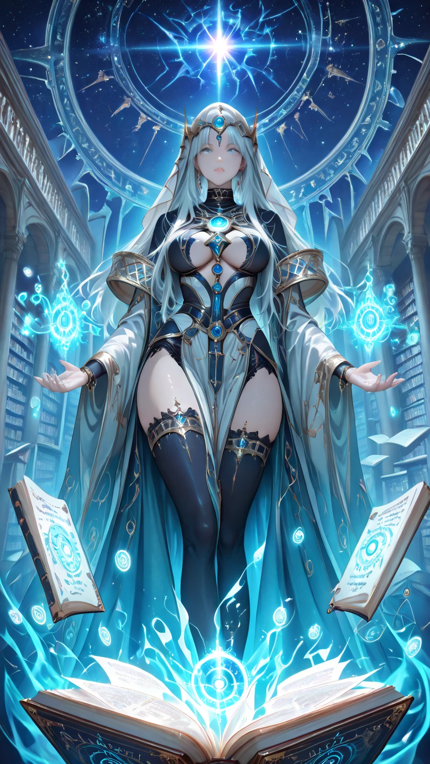 whitening　gray hair　long hair　blue eyes　smile　tiara　green egyptian costume　beauty　sexy　big breasts　mature　whole　Mysterious　charm　charm-like　i don&#39;t&#39;I do not think so.　pyramid　valley key　beautiful breasts　cover your mouth　fortune teller　holding tarot cards in hand　egyptian ankh　Inside the pyramid palace　night and day