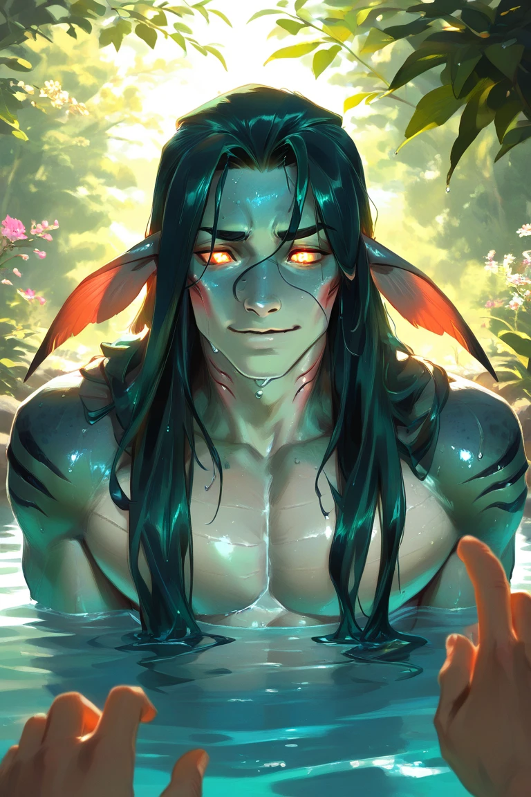 ((ultra detailed, masterpiece, absurdres))
<lora:AvAonung:0.8>
AvAonung, 1boy, blue skin, blue eyes, short hair, black hair, brown loincloth, Japanese Cherry Blossom Garden
