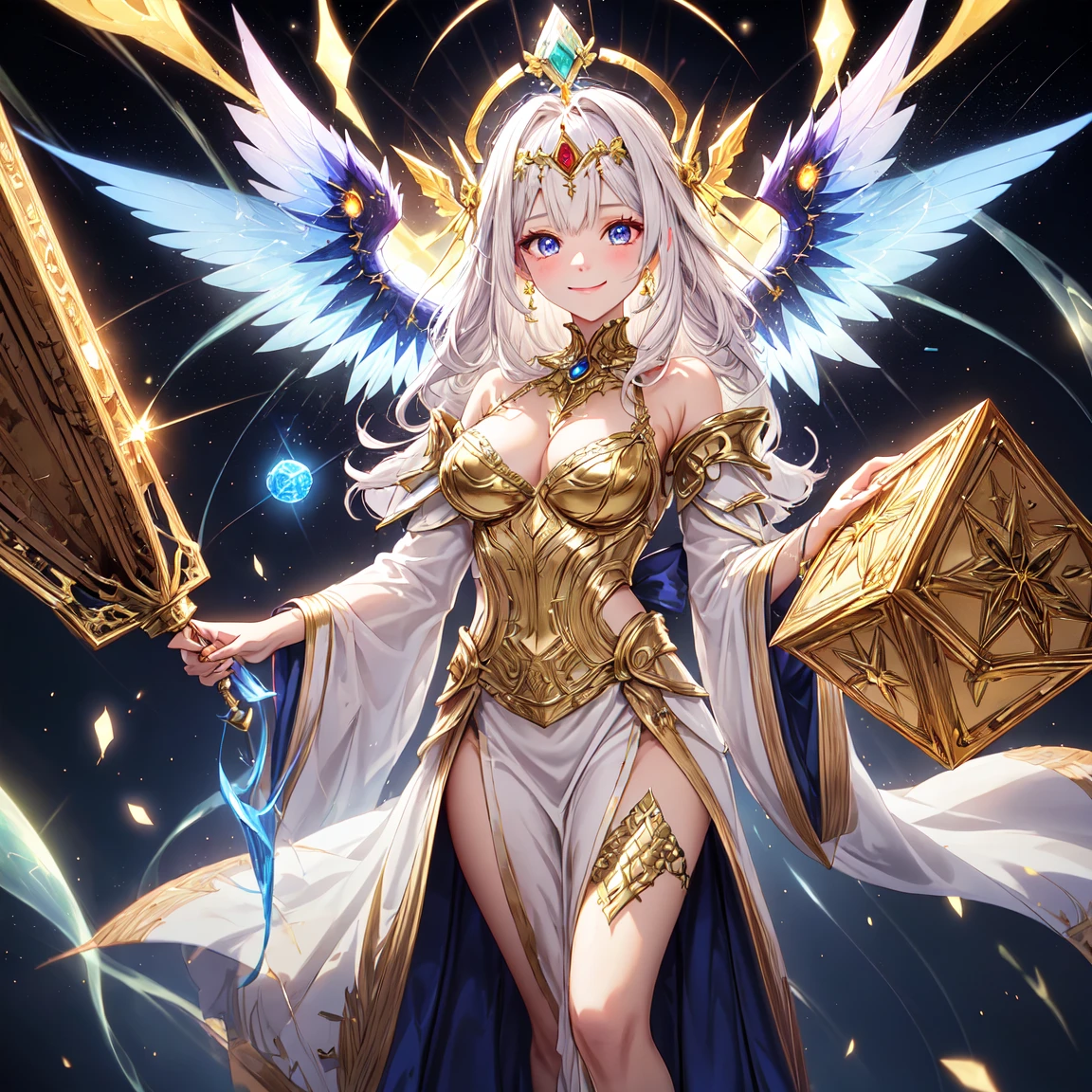 uma mulher com um vestido longo segurando um livro e uma espada, deusa dos animes, Hestia, mystical valkyrie of anubis, the goddess Hestia, albedo de overlord, sacerdotisa, like a mystical valkyrie, obra-prima deusa da tristeza, albedo do anime overlord, ((uma linda imperatriz de fantasia)), senhora palutena, high sacerdotisa
